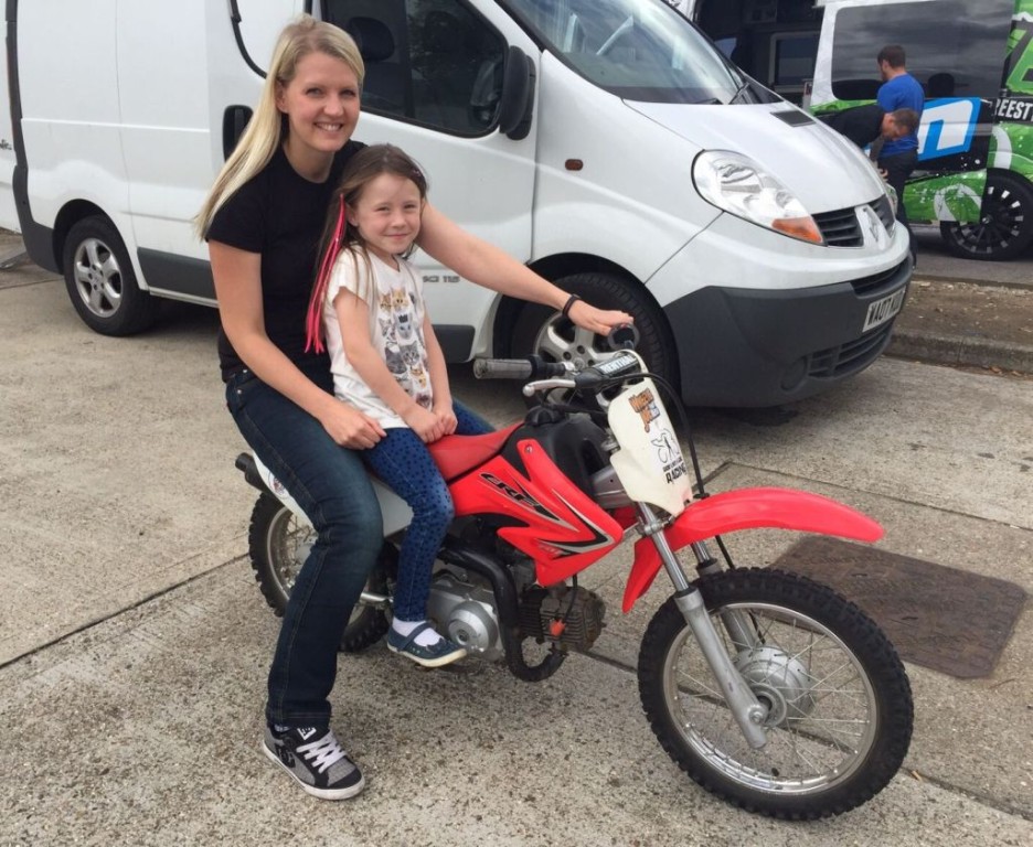 Women Who Ride: Shona Chorlton with a friend's daughter
